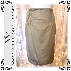 WORTHINGTON ⭐️ Pleated Waist Tan Pencil Skirt